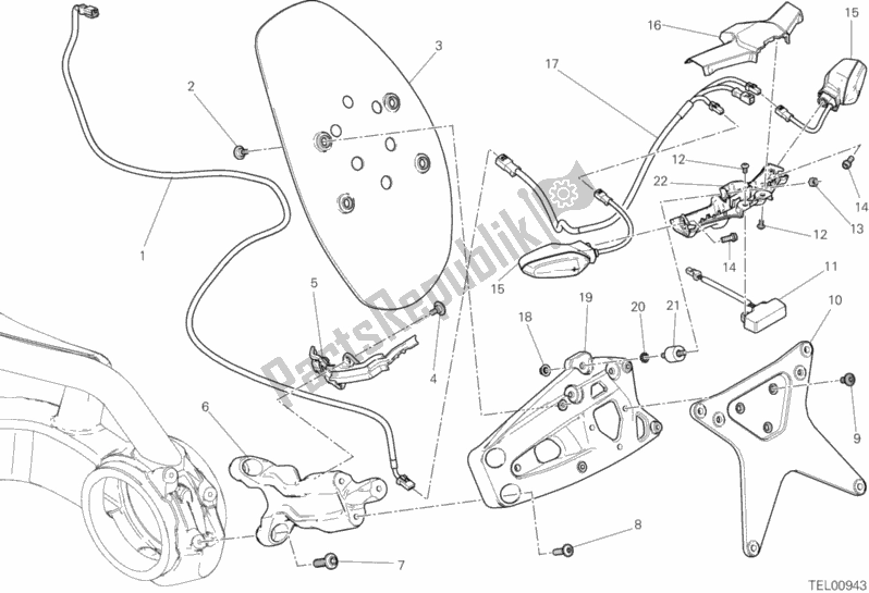 Tutte le parti per il Portatarga del Ducati Diavel Xdiavel S 1260 2016